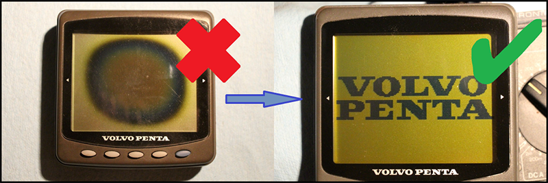 burnt screen on EVC - before after